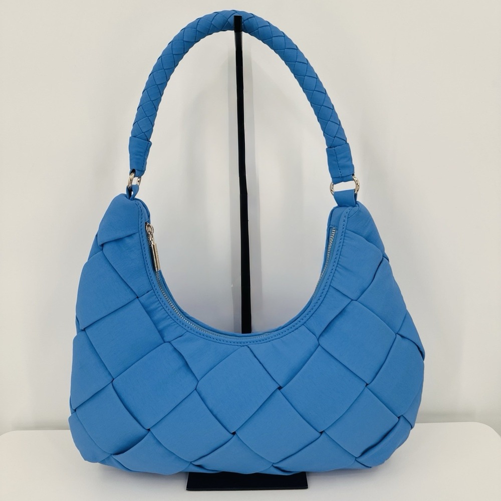 Jason Wu Women Nylon Woven Hobo Shoulder Bag Vista‎ Blue Summer Half Moon